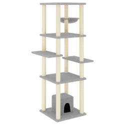vidaXL Rascador para gatos con postes de sisal gris claro 154 cm