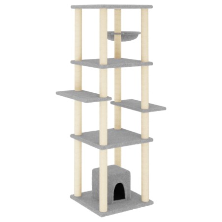 vidaXL Rascador para gatos con postes de sisal gris claro 154 cm