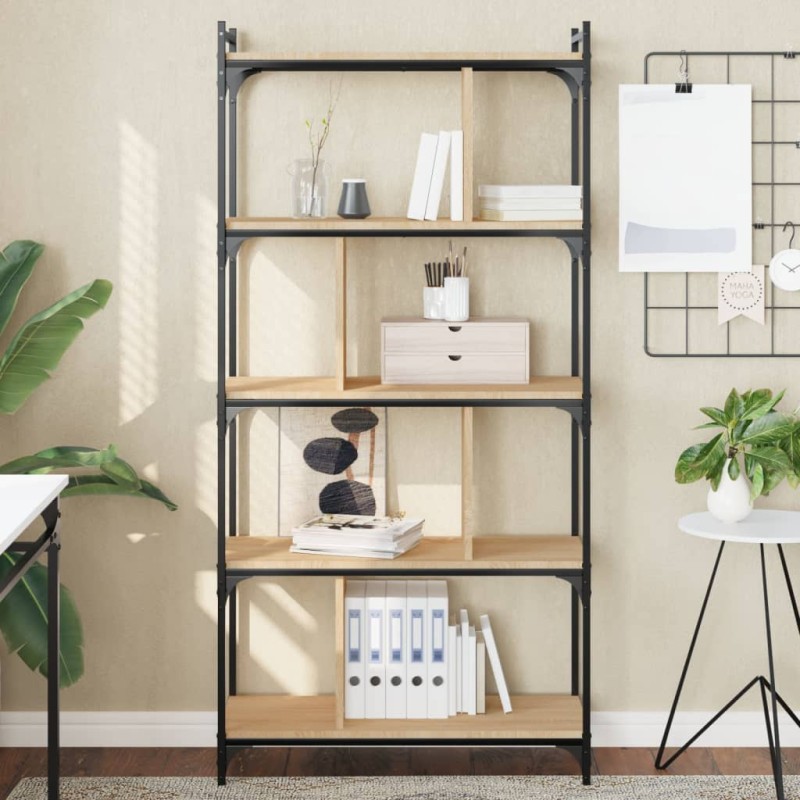 vidaXL Librería 5 estantes madera ingeniería roble Sonoma 76x32x158 cm