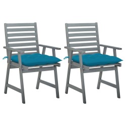 vidaXL Sillas de comedor jardín 2 uds madera maciza acacia con cojines