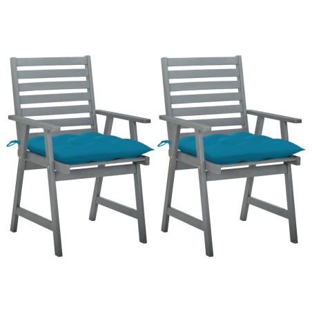 vidaXL Sillas de comedor jardín 2 uds madera maciza acacia con cojines