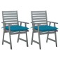 vidaXL Sillas de comedor jardín 2 uds madera maciza acacia con cojines vidaXL Sillas de comedor jardín 2 uds madera maciza acacia con cojines