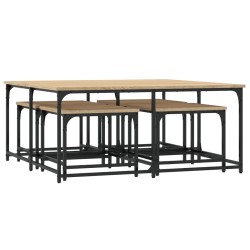 vidaXL Mesas de centro apilables 5 pzas madera ingeniería roble Sonoma