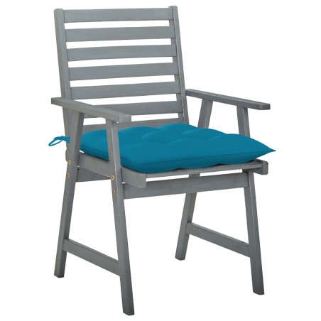 vidaXL Sillas de comedor jardín 2 uds madera maciza acacia con cojines