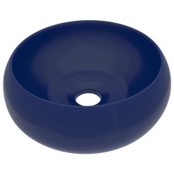 vidaXL Lavabo de lujo redondo cerámica azul oscuro mate 40x15 cm 