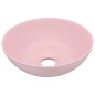vidaXL Lavabo de cuarto de baño redondo cerámica rosa mate vidaXL Lavabo de cuarto de baño redondo cerámica rosa mate