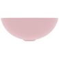 vidaXL Lavabo de cuarto de baño redondo cerámica rosa mate vidaXL Lavabo de cuarto de baño redondo cerámica rosa mate
