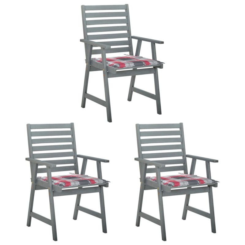 vidaXL Sillas comedor de jardín 3 uds madera maciza acacia y cojines