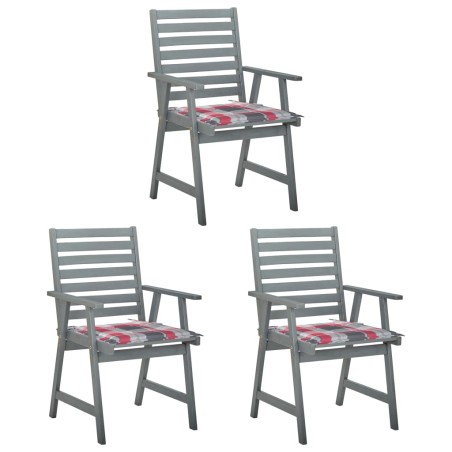 vidaXL Sillas comedor de jardín 3 uds madera maciza acacia y cojines