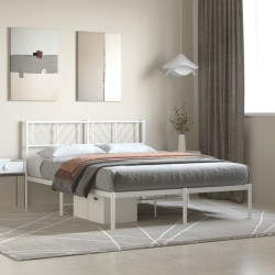 vidaXL Estructura de cama de metal con cabecero blanca 135x190 cm