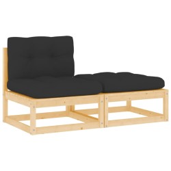 vidaXL Muebles de jardín 2 piezas con cojines madera maciza de pino