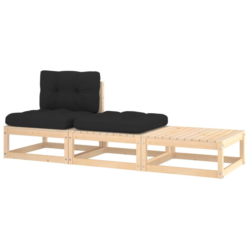 vidaXL Muebles de jardín 3 piezas con cojines madera de pino maciza vidaXL Muebles de jardín 3 piezas con cojines madera de pino maciza
