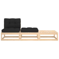 vidaXL Muebles de jardín 3 piezas con cojines madera de pino maciza
