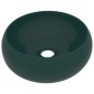 vidaXL Lavabo de lujo redondo cerámica verde oscuro mate 40x15 cm 