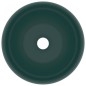 vidaXL Lavabo de lujo redondo cerámica verde oscuro mate 40x15 cm 
