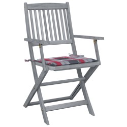 vidaXL Sillas de jardín plegables 2 uds madera maciza acacia y cojines