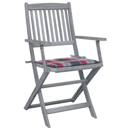 vidaXL Sillas de jardín plegables 2 uds madera maciza acacia y cojines