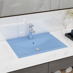 vidaXL Lavabo de lujo con grifo cerámica 60x46 cm azul claro