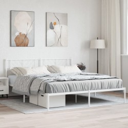 vidaXL Estructura de cama de metal con cabecero blanco 183x213 cm
