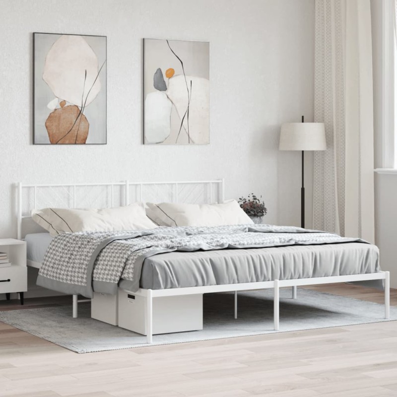 vidaXL Estructura de cama de metal con cabecero blanco 183x213 cm