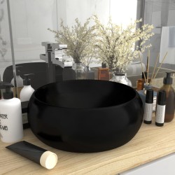 vidaXL Lavabo de lujo redondo cerámica negro mate 40x15 cm 