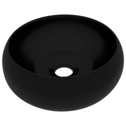 vidaXL Lavabo de lujo redondo cerámica negro mate 40x15 cm 