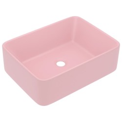 vidaXL Lavabo de lujo de cerámica rosa mate 41x30x12 cm