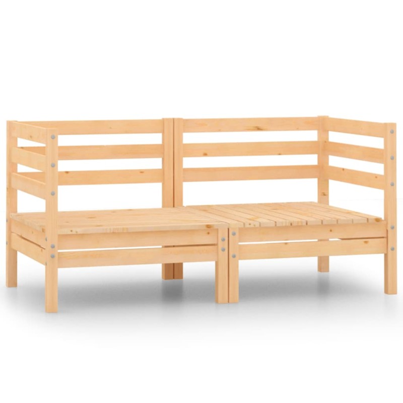 vidaXL Sofás de esquina para jardín 2 uds madera maciza de pino vidaXL Sofás de esquina para jardín 2 uds madera maciza de pino