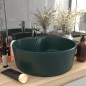 vidaXL Lavabo lujo con rebosadero cerámica verde oscuro mate 36x13 cm