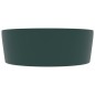 vidaXL Lavabo lujo con rebosadero cerámica verde oscuro mate 36x13 cm