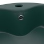 vidaXL Lavabo lujo con rebosadero cerámica verde oscuro mate 36x13 cm