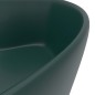 vidaXL Lavabo lujo con rebosadero cerámica verde oscuro mate 36x13 cm