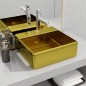 vidaXL Lavabo con rebosadero 41x41x15 cm cerámica dorado vidaXL Lavabo con rebosadero 41x41x15 cm cerámica dorado