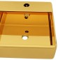 vidaXL Lavabo con rebosadero 41x41x15 cm cerámica dorado vidaXL Lavabo con rebosadero 41x41x15 cm cerámica dorado