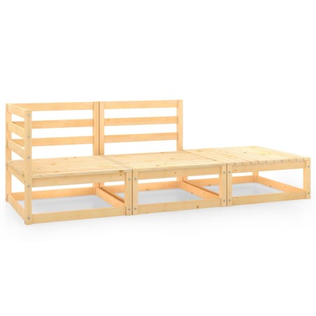 vidaXL Juego de muebles de jardín 3 piezas madera maciza de pino