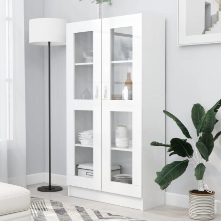 vidaXL Vitrina de madera contrachapada blanco 82,5x30,5x150 cm