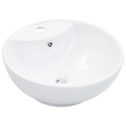 vidaXL Lavabo con rebosadero 46,5x18 cm cerámica blanco