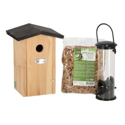 Esschert Design Juego completo de comedero para pájaros herrerillos 