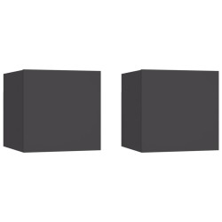 vidaXL Mesitas de noche 2 uds madera ingeniería gris 30,5x30x30 cm