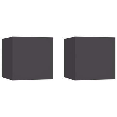 vidaXL Mesitas de noche 2 uds madera ingeniería gris 30,5x30x30 cm
