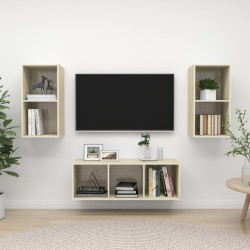 vidaXL Juego de muebles de salón 3 pzas madera ingeniería roble Sonoma