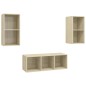vidaXL Juego de muebles de salón 3 pzas madera ingeniería roble Sonoma vidaXL Juego de muebles de salón 3 pzas madera ingeniería roble Sonoma
