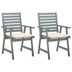 vidaXL Sillas de comedor jardín 2 uds madera maciza acacia con cojines