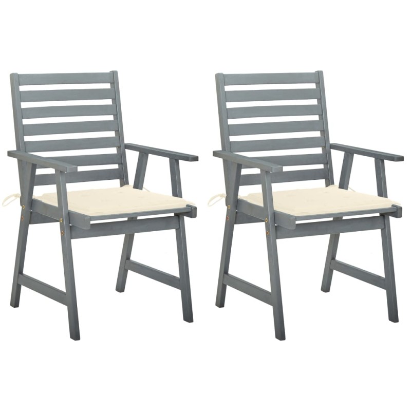 vidaXL Sillas de comedor jardín 2 uds madera maciza acacia con cojines