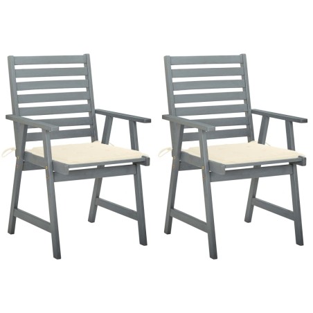 vidaXL Sillas de comedor jardín 2 uds madera maciza acacia con cojines