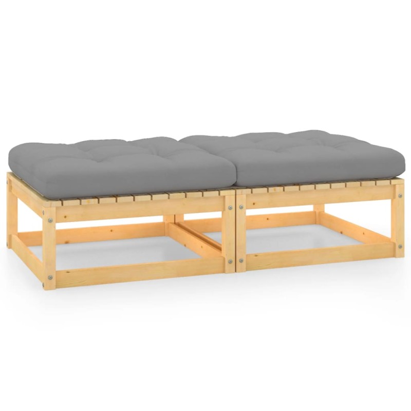 vidaXL Taburetes de jardín con cojines 2 uds madera maciza de pino vidaXL Taburetes de jardín con cojines 2 uds madera maciza de pino