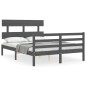 vidaXL Estructura de cama con cabecero madera maciza gris 140x200 cm vidaXL Estructura de cama con cabecero madera maciza gris 140x200 cm