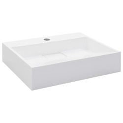 vidaXL Lavabo 50x38x13 cm resina mineral/mármol blanco