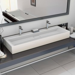 vidaXL Lavabo 120x46x11 cm resina mineral/mármol blanco