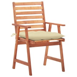 vidaXL Sillas comedor de jardín 3 uds madera maciza acacia con cojines